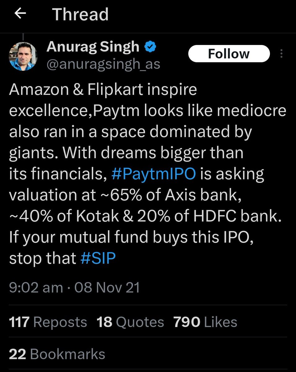 samdesai62's tweet image. An example of #actively managed portfolios, wherein the #fundmanager is supposed to be the know all !

cnbctv18.com/market/paytm-s…