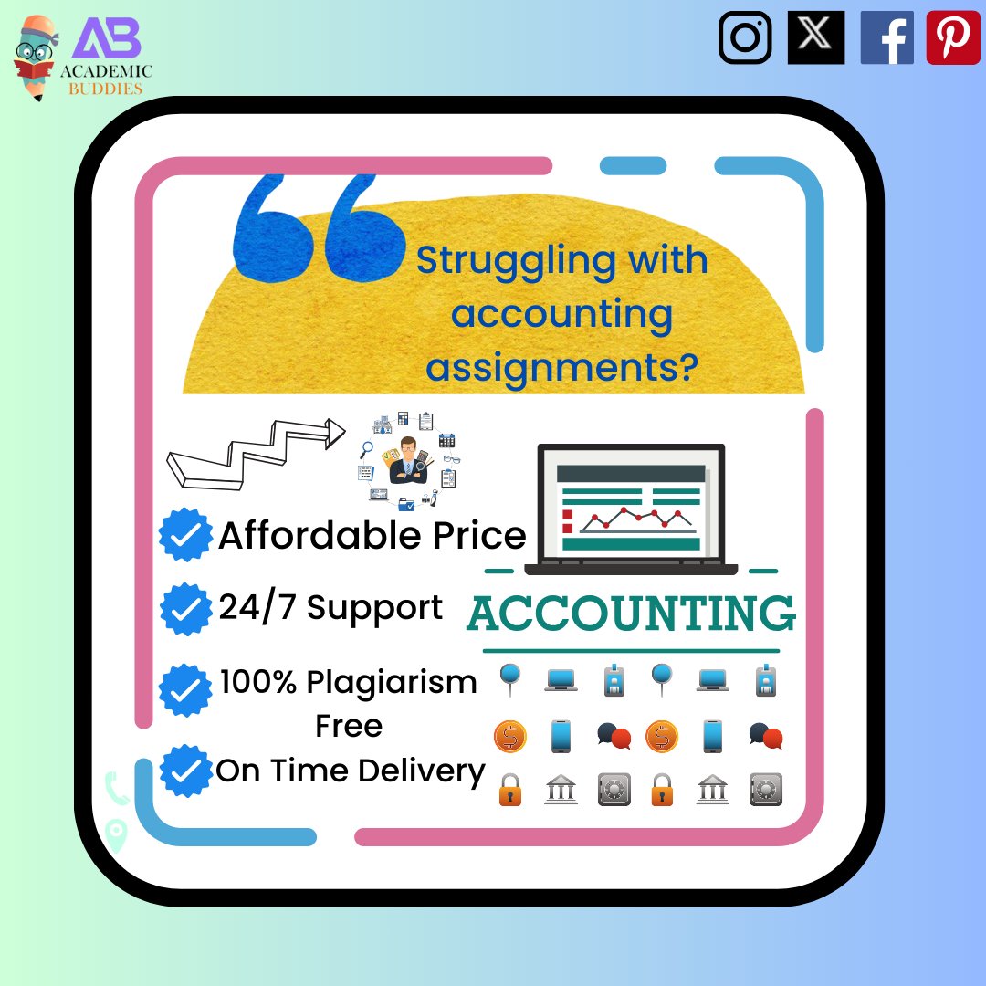 ac_buddies's tweet photo. Struggling with accounting assignments? We've got your back! Our expert team is here to provide top-notch accounting assignment help. Visit:https://t.co/Hq2xk8tS1i #AccountingHelp #AssignmentAssistance #NumbersMadeEasy #StudySupport #ExpertGuidance https://t.co/p04wYOTbN8