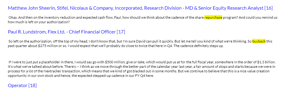 CVCResearch's tweet photo. $FLEX, Buyback Machine

The company bought back $275M last quarter, will do $500M this quarter. 

Market cap here is ~$10.5B so this is a serious clip.

Trading at ~11x adj EPS, these aggressive buybacks continue to be nicely accretive https://t.co/blgkod66mh
