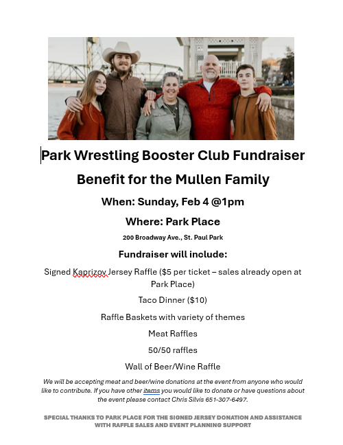 If you have time stop in this Sunday for this great cause! We will have raffles, tacos & more! #aaronmullen #parkwrestling #parkplacesportsbar #fundriaser #jerseyraffle #meatraffle #beerwinewallraffle