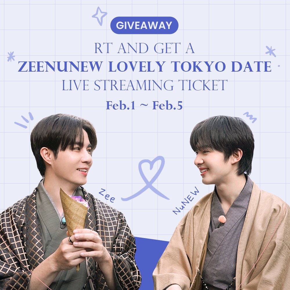 Kpopmap's tweet photo. [#GIVEAWAY] 🎤 Your Ticket Awaits! Simply Simply RT to try to win an exclusive online streaming pass to #ZeeNuNew's Tokyo date. Let's create magical moments together!🌟

🗓️Event Period: Feb. 1st - Feb. 5th, 6:00 PM (KST)
🎁Event Reward: ZeeNuNew PACK (Live streaming + REPLAY 5 days + Unrevealed still cut 10ea on-site)
📢Winner Announcement: 12 Winners will be notified via DM on Feb. 5th (*If DMs are closed, participation will not be possible).
#Zee #NuNew #ZeeNuNewinToKyoDate 
🔎 Please check the details on hellolive.  (https://t.co/KJWksNy6et)
