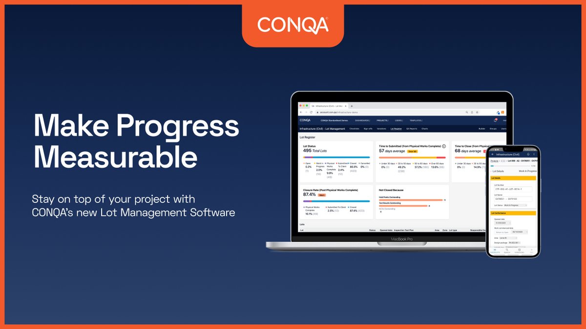 CONQA’s support for lot management helps infrastructure contractors understand their progress to drive better outcomes on site. 

Find out more - info.conqa.com/lot-management