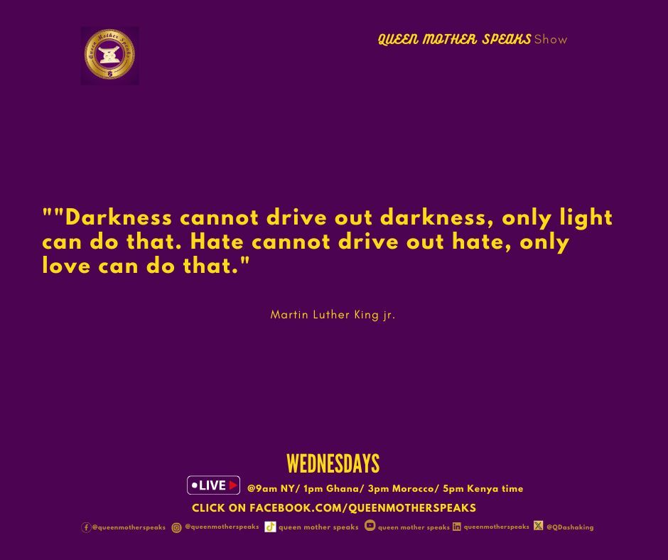 QDashaking's tweet photo. 🎤 A Quote For Today by Martin Luther King Jr. Join us LIVE every Wednesday on The Queen Mother Speaks Talk show on Facebook! @queenmotherspeaks @authorteresarkemp @raquiyahmurphy @dashanabaking #queenmotherspeaks https://t.co/hOGc4k59u7