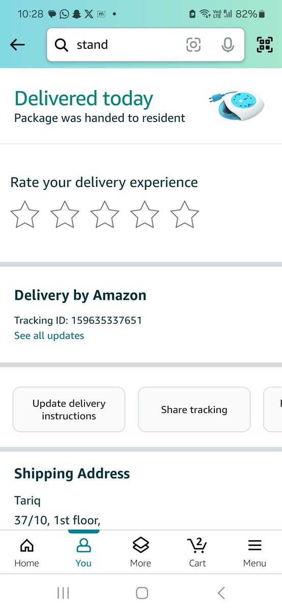 tariqm91's tweet photo. @amazonIN 

This product was not delivered to my address mentioned during order but it's shown as delivered today. The houses in ground floor, second floor also confirmed they have not received the product . Kindly resolve as I'm unable to connect your delivery person. https://t.co/7nxJQMOweq