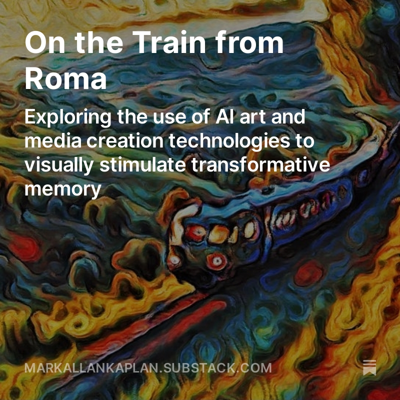 markallankaplan's tweet photo. This experiment has affirmed for me that these AI creation technologies have a great deal of potential for both memory stimulation and triggering prior transformative state experiences.
https://t.co/VM9RpXYoM9 https://t.co/kW9NOfvSRv