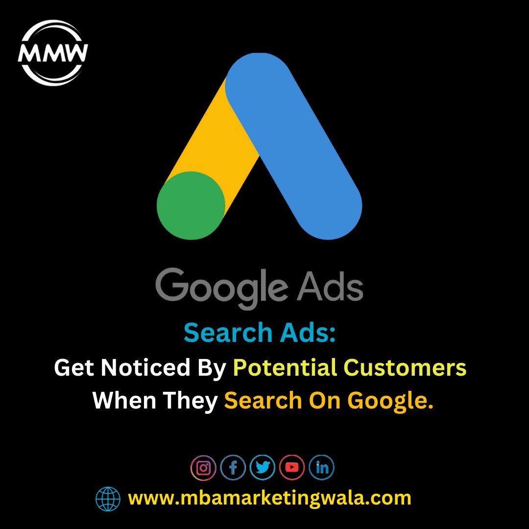 mbamarketingwal's tweet photo. Google Ads: Get Noticed By #PotentialCustomers When They Search On #Google.
MBA Marketing Wala™ ✅
#mbamarketingwala #googleads #digitalmarketing #digitalmarketingagency #digitalmarketingstrategy https://t.co/mwUIWxbzYX