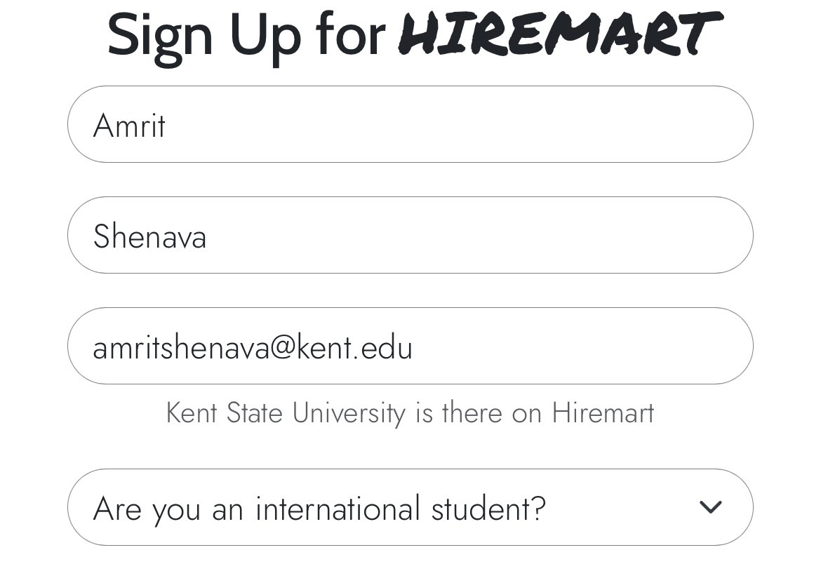 0xastro98's tweet photo. Update for @hiremarthq :

If a user signs-up with their student email, Hiremart will ask if the student is an international student. This helps us to provide a better user experience for students based on their needs. Every user has different needs and providing an experience where the platform understands the user is the goal. International students have certain restrictions and limited opportunities. The platform will allow international students to find opportunities that provide sponsorship.
