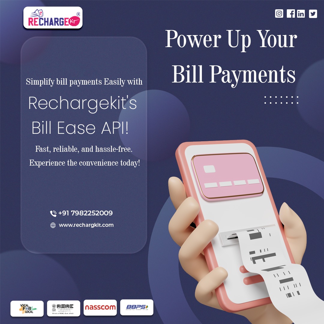 RechargeKit's tweet image. ⚡💸 Simplify your bill payments with Rechargekit&apos;s Bill Ease API!

Experience the convenience of fast, reliable, and hassle-free transactions today! 💳✨

Reach Out: rechargkit.com

#BillPaymentsMadeEasy #ConvenientTransactions #RechargekitAPI #RechargekitBillEase