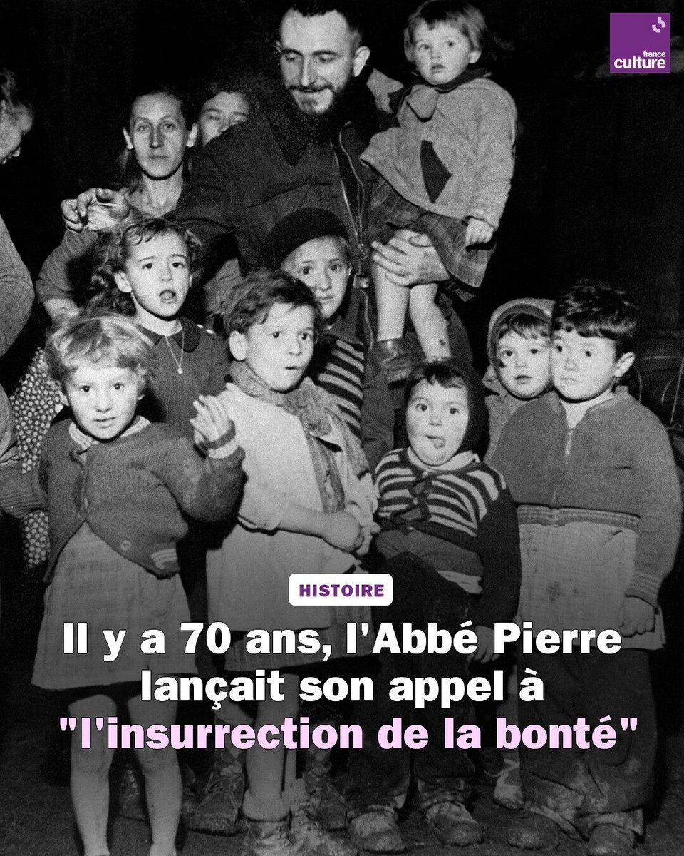 1ᵉʳ février 1954. À Paris, le thermomètre affiche -15°. À ce froid sibérien qui paralyse la France, s'ajoute la pénurie des logements. L'Abbé Pierre lance un appel vibrant sur les ondes de Radio-Luxembourg : "Mes amis, au secours..."
➡️ l.franceculture.fr/wwy