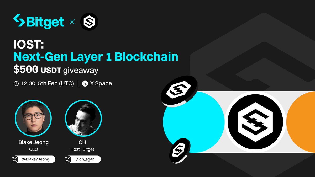 bitget's tweet photo. Join our upcoming X Space with #IOST, the next-gen #Layer1 blockchain! 

🎁 500 $USDT Giveaway (10 winners)

✅ Follow @bitgetglobal & @IOST_Official
✅ RT, like & tag your pals 
✅ Set a reminder and join us: https://t.co/de0rUfDN6g