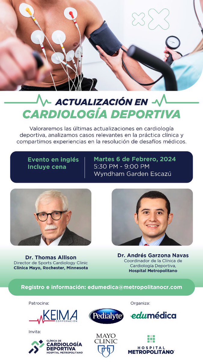 Andres Garzona-Navas (@agarzonan) on Twitter photo Thrilled to participate in the first dedicated Sports Cardiology Symposium in Costa Rica 🇨🇷 alongside the great mentor <a href="/DrTAllison/">Thomas G. Allison</a>! Gratitude for the chance to learn and contribute to this exciting event! #SportsCardiology Thrilled to participate in the first dedicated Sports Cardiology Symposium in Costa Rica 🇨🇷 alongside the great mentor <a href="/DrTAllison/">Thomas G. Allison</a>! Gratitude for the chance to learn and contribute to this exciting event! #SportsCardiology