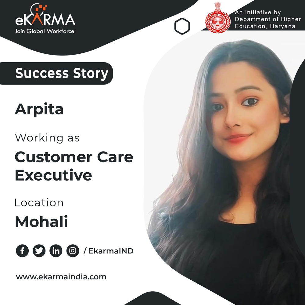 EKarmaIND's tweet photo. Arpita has successfully completed her free training in the latest technologies and is now ready to make her mark in the world of Technical Support.
Congrats, Arpita!
#eKarmaSuccess #TechJourney #NewBeginnings #PlacementsateKarma https://t.co/zNNhjwZcfk