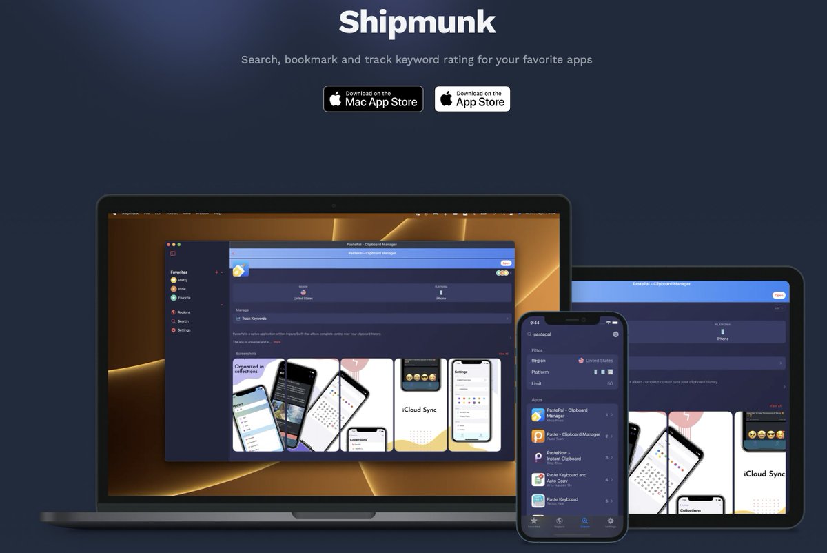 iOSDevTools's tweet photo. #iOSdev tool alert! 🚨

@ShipmunkApp by @onmyway133

Powerful ASO tracker and AppStore Connect manager for Mac, iPhone and iPad. Search, bookmark and track keywords rating for your favorite apps https://t.co/KFQcEn2YSA