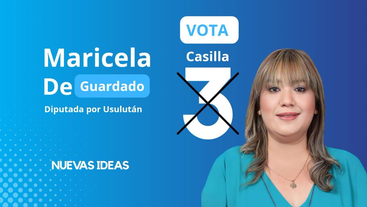 MariceladeGsv's tweet photo. Amigo Usuluteco y hermanos salvadoreños en el exterior, este 4 de febrero, pido nuevamente tu VOTO de confianza, para seguir brindandole gobernabilidad a nuestro Presidente @nayibbukele y juntos seguir transformando nuestra amada nación.
#VOTAXROSTRO, MARCA LA CASILLA 3. 🇸🇻🗳️✍🏻 https://t.co/pZ4LAcFuxO