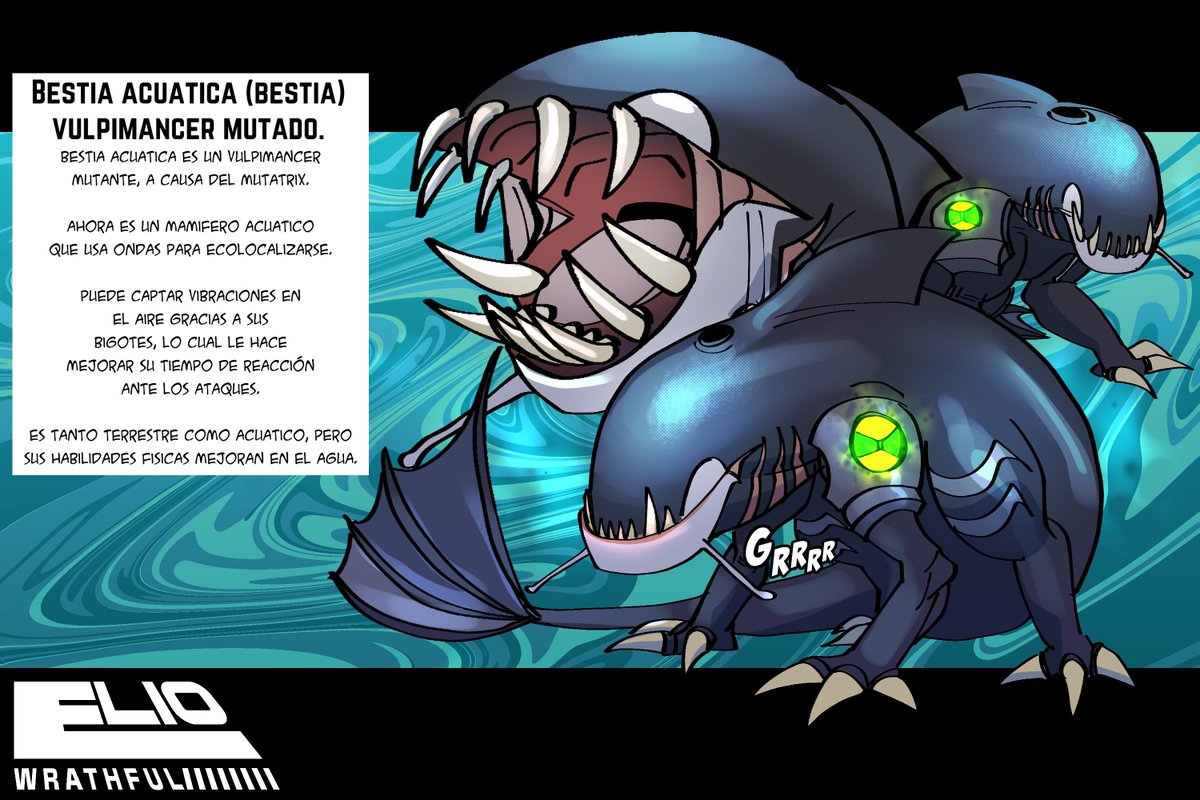 ElioWrathful's tweet photo. Tercer alíen del #Mutatrix  "Bestia acuática".

Vulpimancer mutado por el Mutatrix!

iba a dibujar a Ultra T pero se me ocurrió este diseño para Bestia, que opinan?

#Omnitrix #Ben10 #Ben10fanart #Ben10au https://t.co/43kkFkUBmt