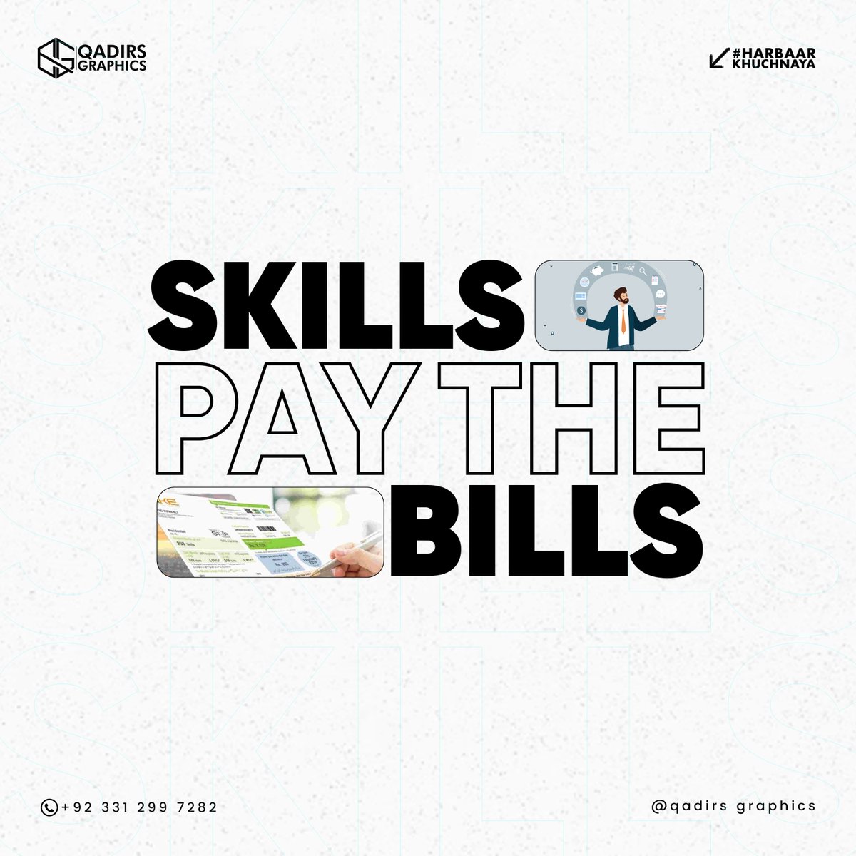 Skills Pay the Bills !! 💪
.
#qadirsgraphics #graphicdesign #graphicdesigner  #graphicdesignagency #posterdesign #skillsforsuccess #skillspaythebills #creativeart #creativedesign #creativity #photoshopskills #photoshopartist #explore #harbaarkhuchnaya  #creativemindset