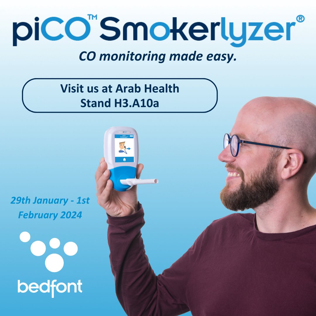 The piCO Smokerlyzer is a CO breath testing monitor that provides instant results to help encourage smoking cessation. The piCO Smokerlyzer is at Arab Health 2024 at stand H3.A10A.
hubs.ly/Q02jh6Dh0
.
.
#SmokingCessation #Smokerlyzer #ArabHealth2024 #BedfontScientificLtd