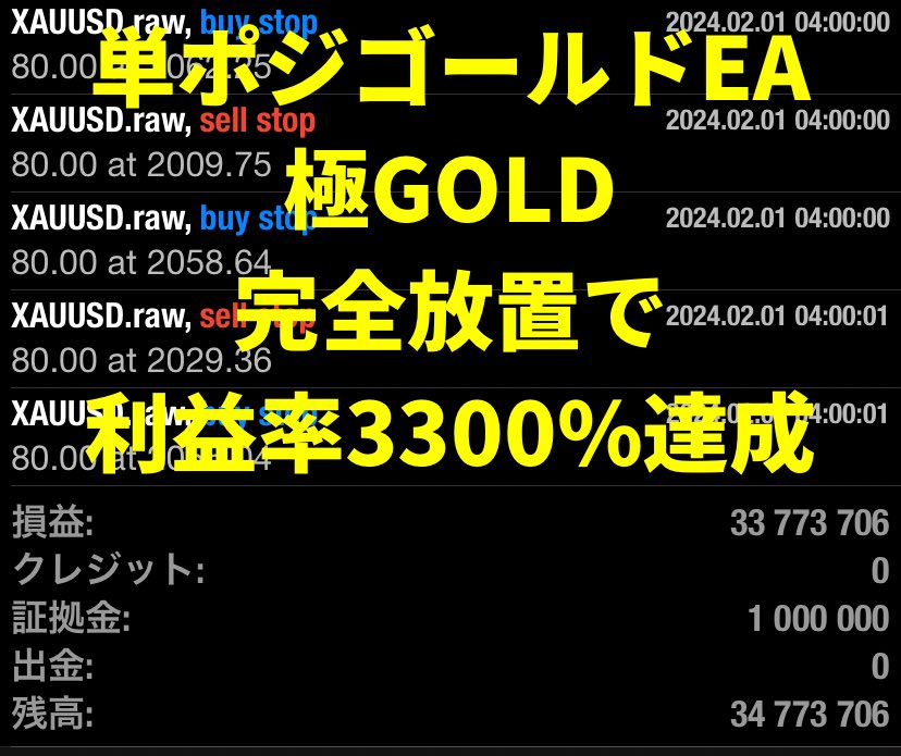 【完全放置で利益3000万円達成‼️】

🐲1万円から運用できる最強EA🐲

🔥🔥🔥極GOLD🔥🔥🔥

✅安心の損切りEA
✅トレイル搭載で利益無限
✅バックテスト64億円💰

自動売買は”結果”が全て。

結果で選ぶなら極です。

⚠️公式オプチャは会員1000名以上⚠️ 

興味ある方はこちら🔽
is.gd/lwLobo