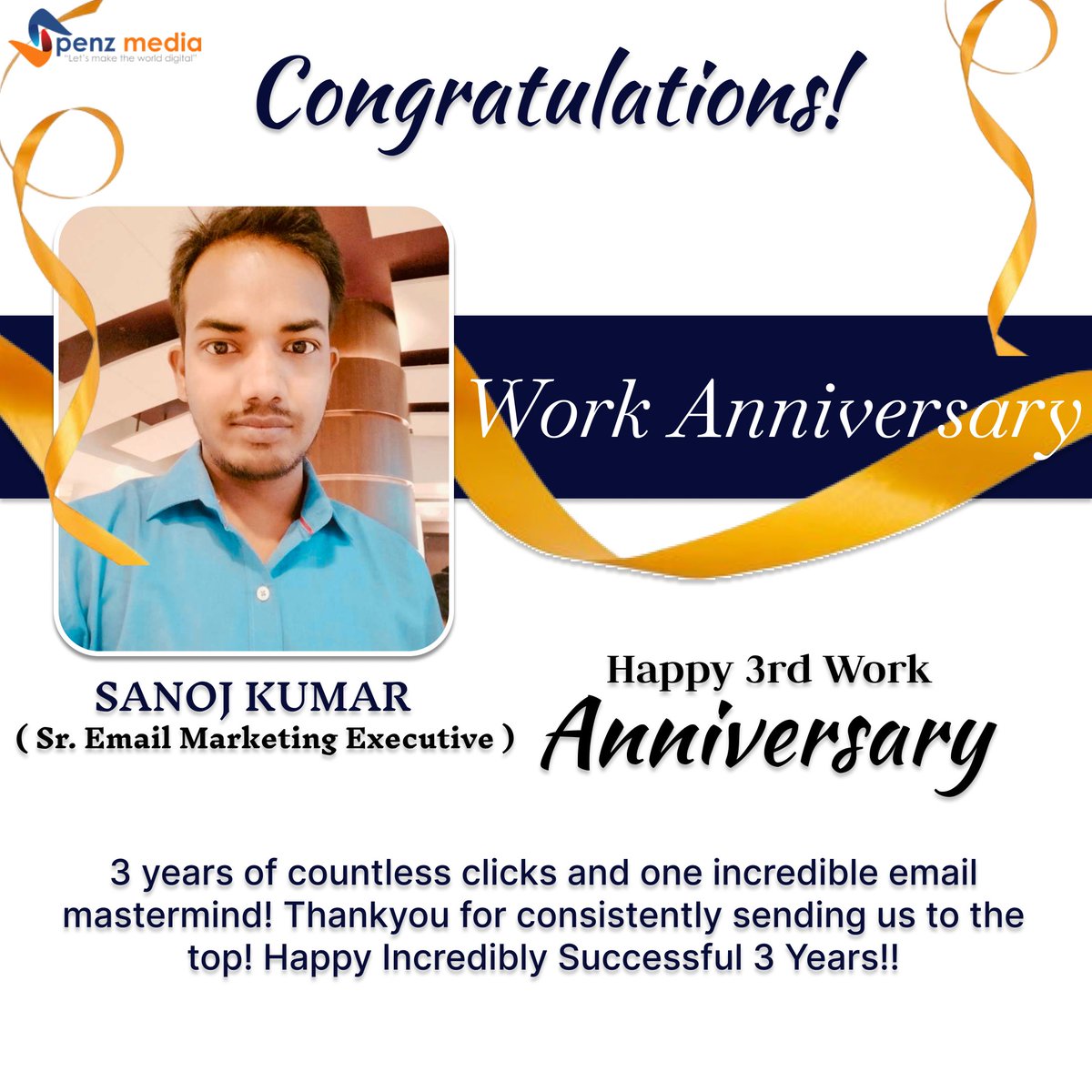 Wishing you a very Happy Work Anniversary Sanoj Kumar 🥳🥳
.
.
.
.
.
#workanniversary  #workanniversarycelebration #workanniversaries #workanniversaryday #3yearsatwork  #success #successful #successatwork  #successfulyear   #bestdigitalmarketingcompany #spenzmedia