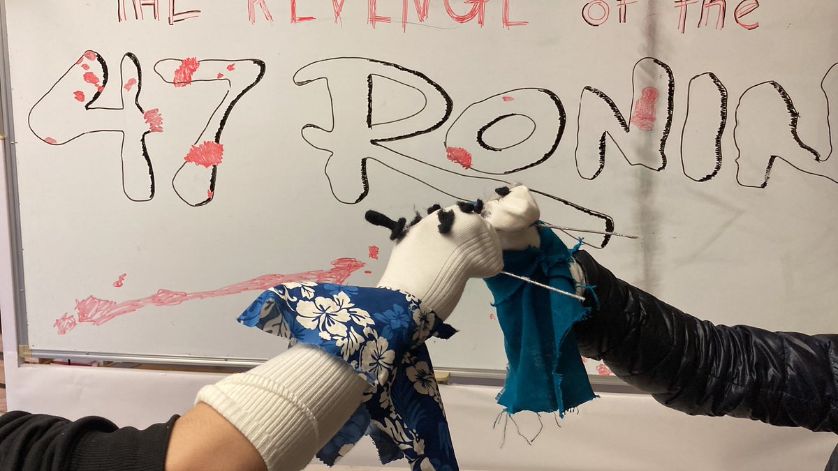 MSTmiddleschool's tweet photo. Today we did our puppet show about the      47 ronin and the other group did a play about the Opium War. The open house starts tomorrow at 10:00 and we are preparing for the grand reopening. #MSTpe #MSTrespect #MSTcuriosity https://t.co/IcR41nQi4k