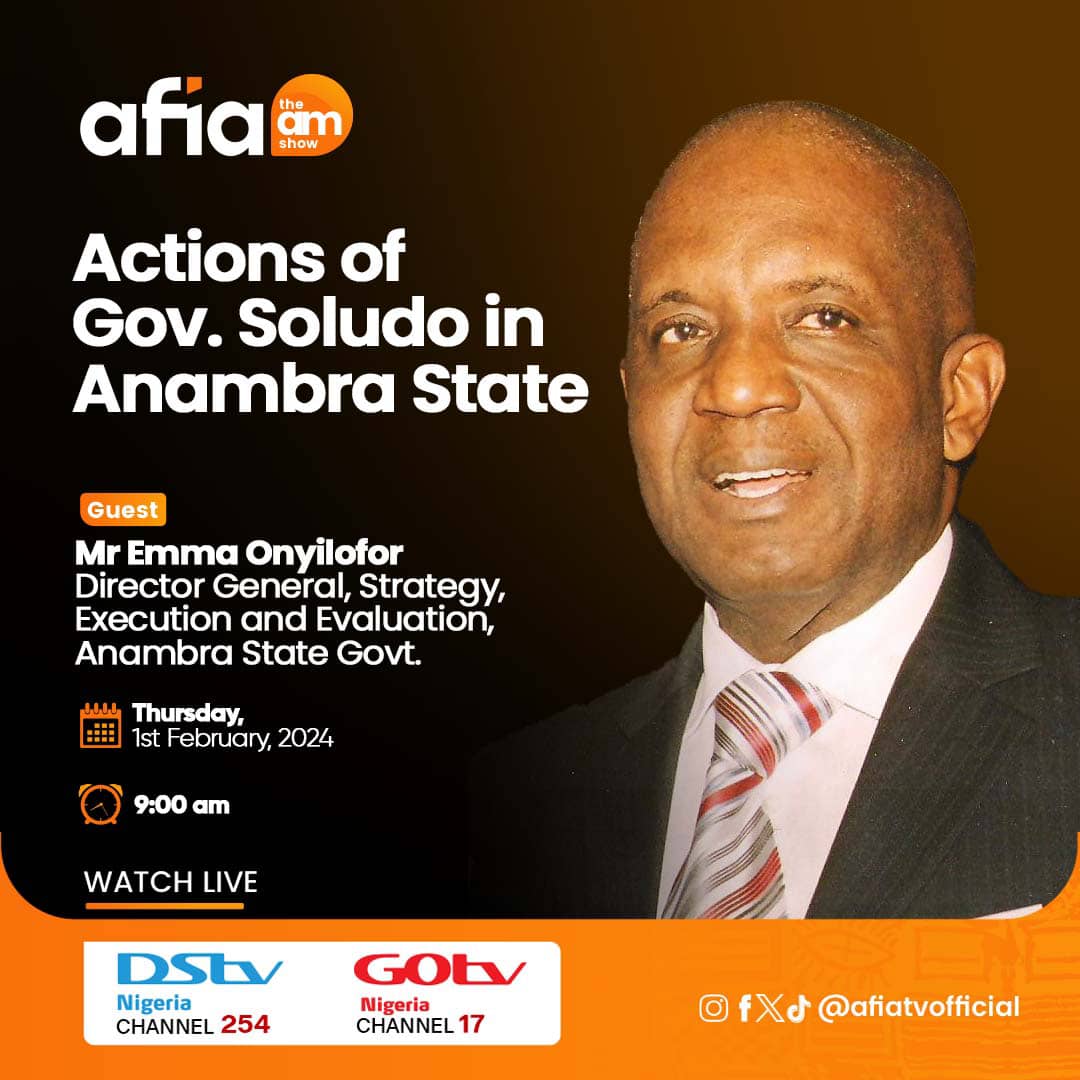 AfiaTvOfficial's tweet photo. Stay tuned to Afia this morning.
.
On the AMShow, we shall be discussing the current actions of the Anambra State governor in the state and the people's reaction.
#AfiaTV #AMShow #Anambra #Soludo #SouthEast #SouthEastNigeria #Dstv254 #GoTv17 https://t.co/JZ1M3ej6BE