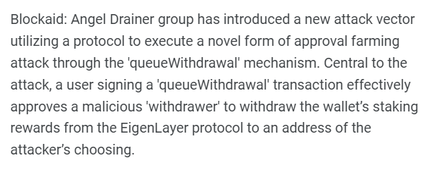 cryptonews2vn's tweet photo. Blockaid: Angel Drainer group has introduced a new attack vector utilizing a protocol...

📺 Read more...👇
(https://t.co/GAnrZZazir)

👉 Like &amp; Repost, Thanks!
#CryptoNews #Crypto #News #finance #invest #Bitcoin #Altcoins #Binance #Ethererum  #BTC #ETH #BNB #cryptonews2vn https://t.co/h453i36tpS