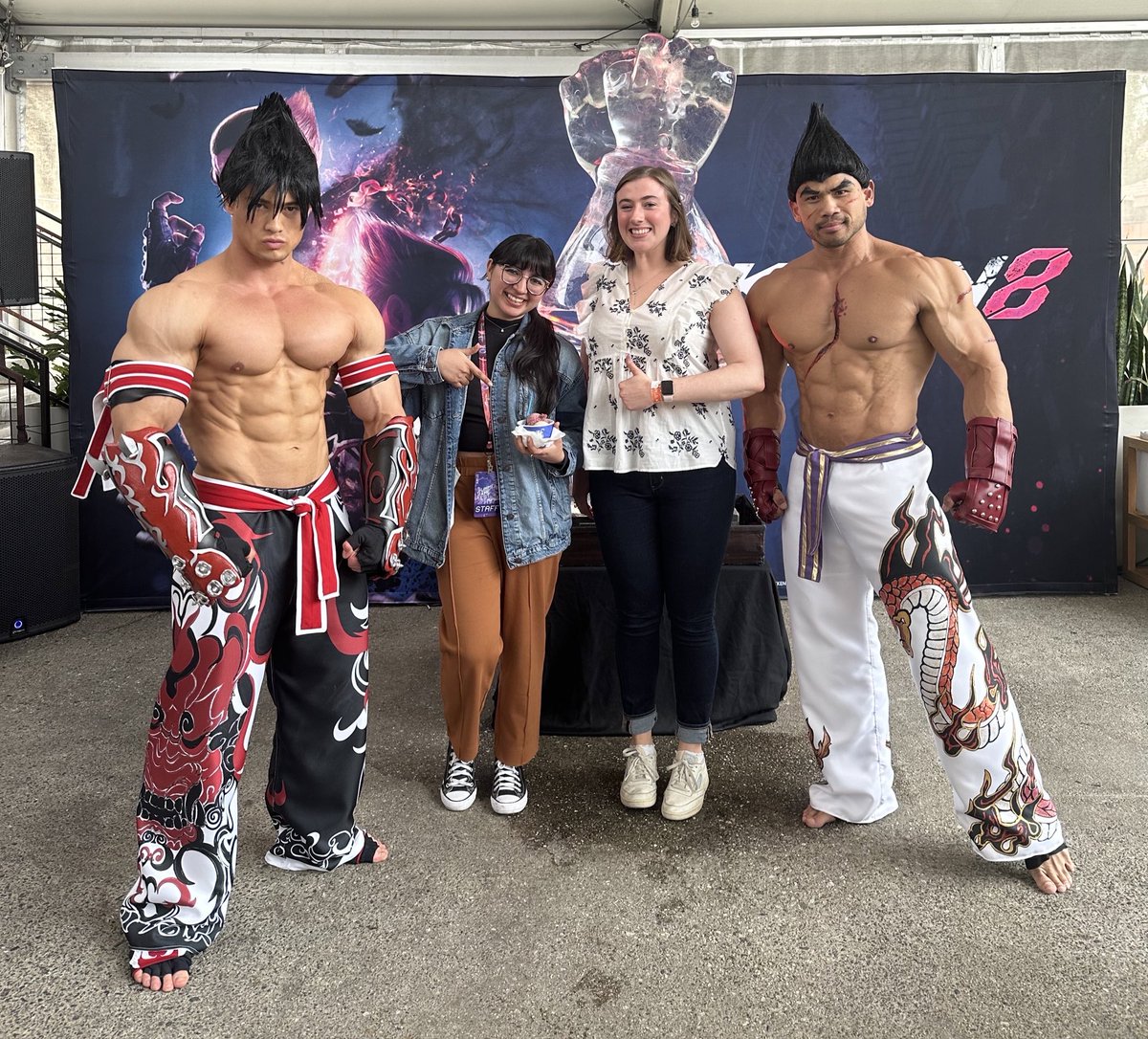 Oh yeah, #TEKKEN8 launched last week! I helped with this launch late in the game but I found it funny how this SGF photo I randomly took with a coworker for fun manifested my eventual transition to the team. Hope everyone is enjoying the game!