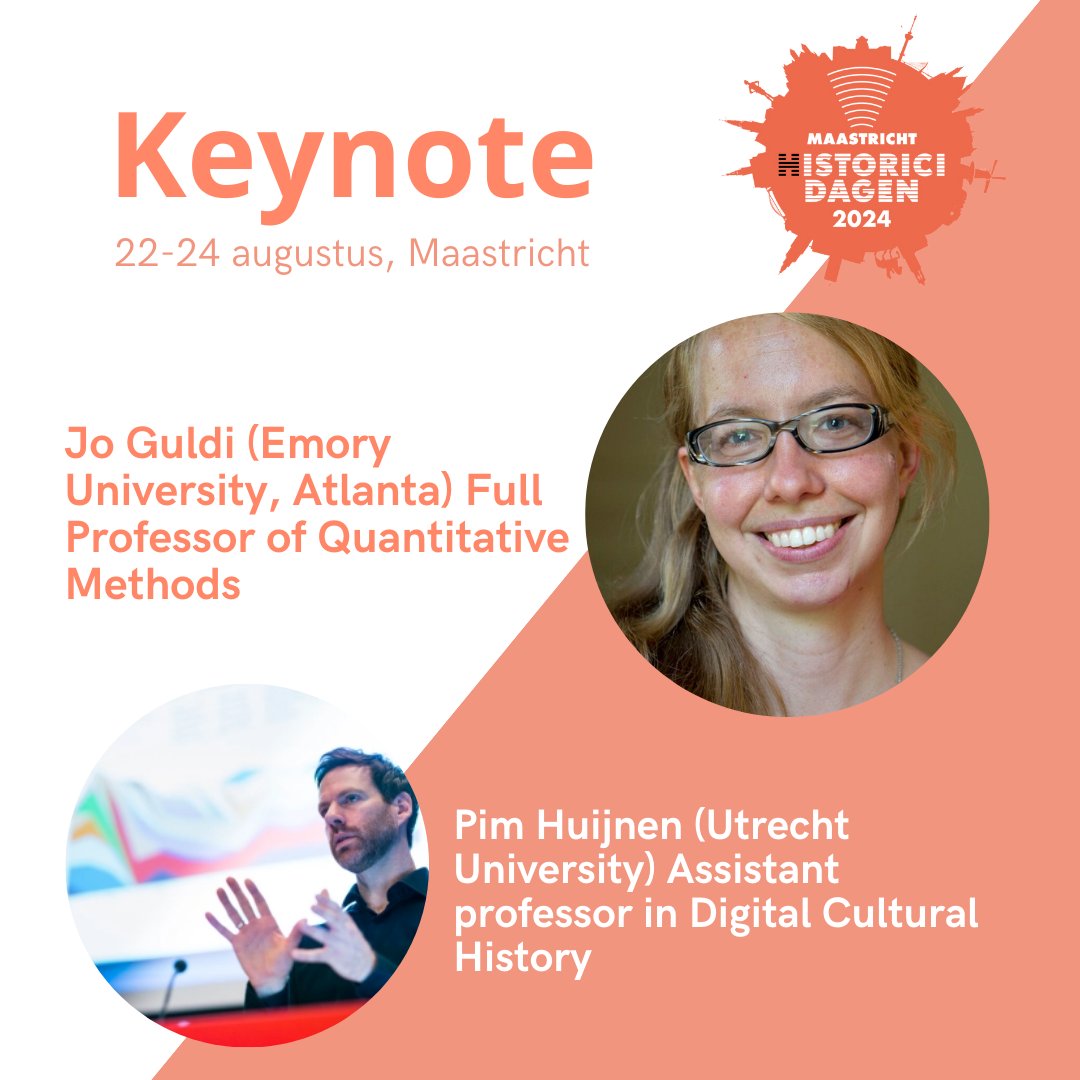 Inmiddels is de eerste keynote van de Historicidagen 2024 in Maastricht bekend! De Amerikaanse historicus Jo Guldi zal spreken over text mining om het recente klimaatbeleid te analyseren. Pim Huijnen zal optreden als referent bij de lezing van Guldi. ow.ly/7wk450QwH5S