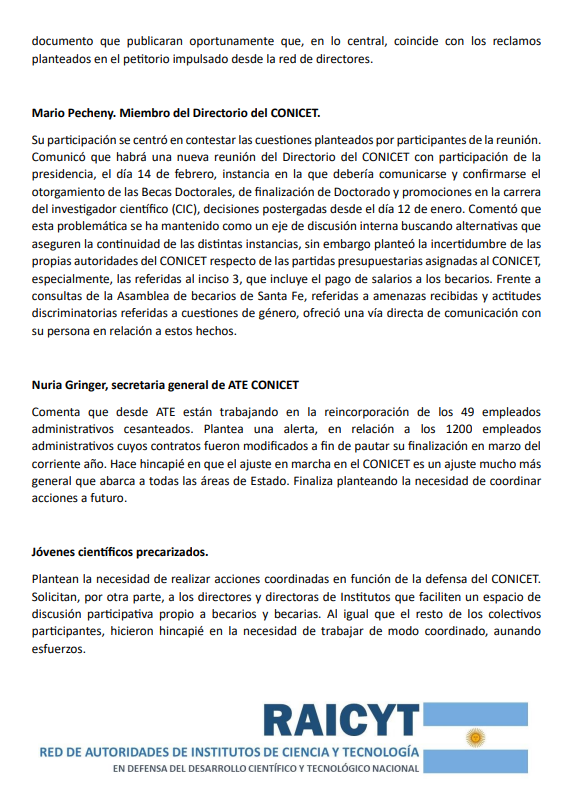 Resumen de la segunda reunión de directores de institutos y centros  de investigación.