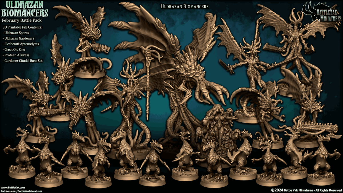 thebattleyak's tweet photo. The latest release from Battle Yak Miniatures is available this February: the Uldrazan Biomancers!
Subscribe for new miniature releases every month!
#3dprinting #tabletopgaming #3Dsculpting #watchmen #elderthing #dnd #pathfinder #wargaming #ttrpg #lovecraft #eldritch https://t.co/Usw2Wd83kr