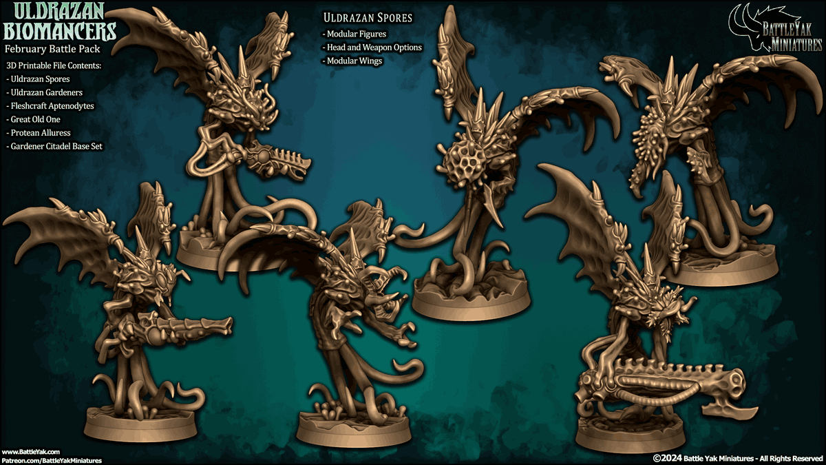 thebattleyak's tweet photo. The latest release from Battle Yak Miniatures is available this February: the Uldrazan Biomancers!
Subscribe for new miniature releases every month!
#3dprinting #tabletopgaming #3Dsculpting #watchmen #elderthing #dnd #pathfinder #wargaming #ttrpg #lovecraft #eldritch https://t.co/Usw2Wd83kr