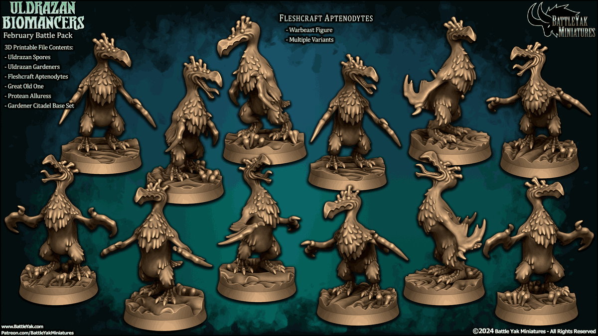 thebattleyak's tweet photo. The latest release from Battle Yak Miniatures is available this February: the Uldrazan Biomancers!
Subscribe for new miniature releases every month!
#3dprinting #tabletopgaming #3Dsculpting #watchmen #elderthing #dnd #pathfinder #wargaming #ttrpg #lovecraft #eldritch https://t.co/Usw2Wd83kr