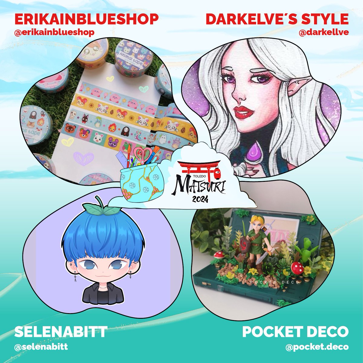 Toledo_Matsuri's tweet photo. ⛩️ Seguimos por aquí con el anuncio de otros 4 artistas y artesanos increíbles que nos acompañarán en esta edición 📝✨

👉 @ErikainBlue 
👉 @DarkEllve 
👉 @SelenaBitt 
👉 @Pocketdeco 

¡Más información de todos ellos en la zona de artistas de nuestra web! ☺️ https://t.co/Y8eS71u2Y7