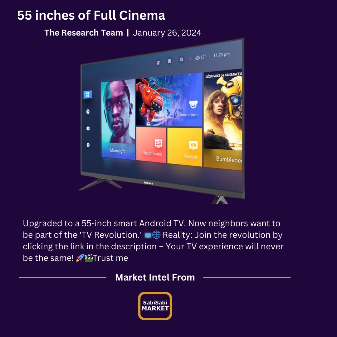 SabiSabiMarket's tweet photo. Immerse yourself in stunning visuals with a smart Android TV 
Click the link to order 🤩

https://t.co/6SNlXGyPlJ
#SabiSabiMarket #DataIntelligence #Data #Market #Smart #SmartMarket #Deals #andrioddevelopment https://t.co/ndeXJi7ZZF