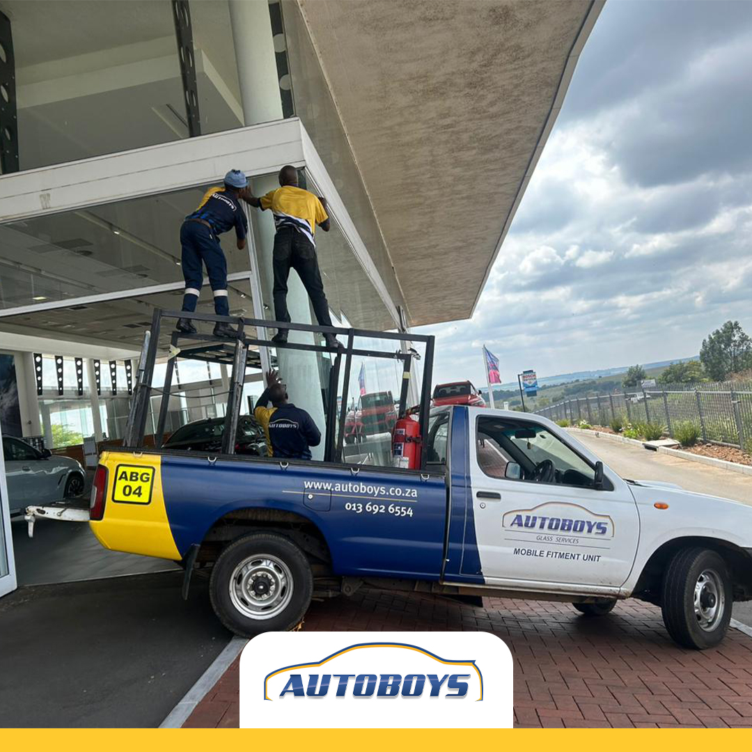 Our mobile glass service team is on the job, providing tailored glass solutions to this commercial business. 🤩 *Tap the link below to contact us and learn more. 👉 autoboys.co.za #Autoboys #Auto #Automotive