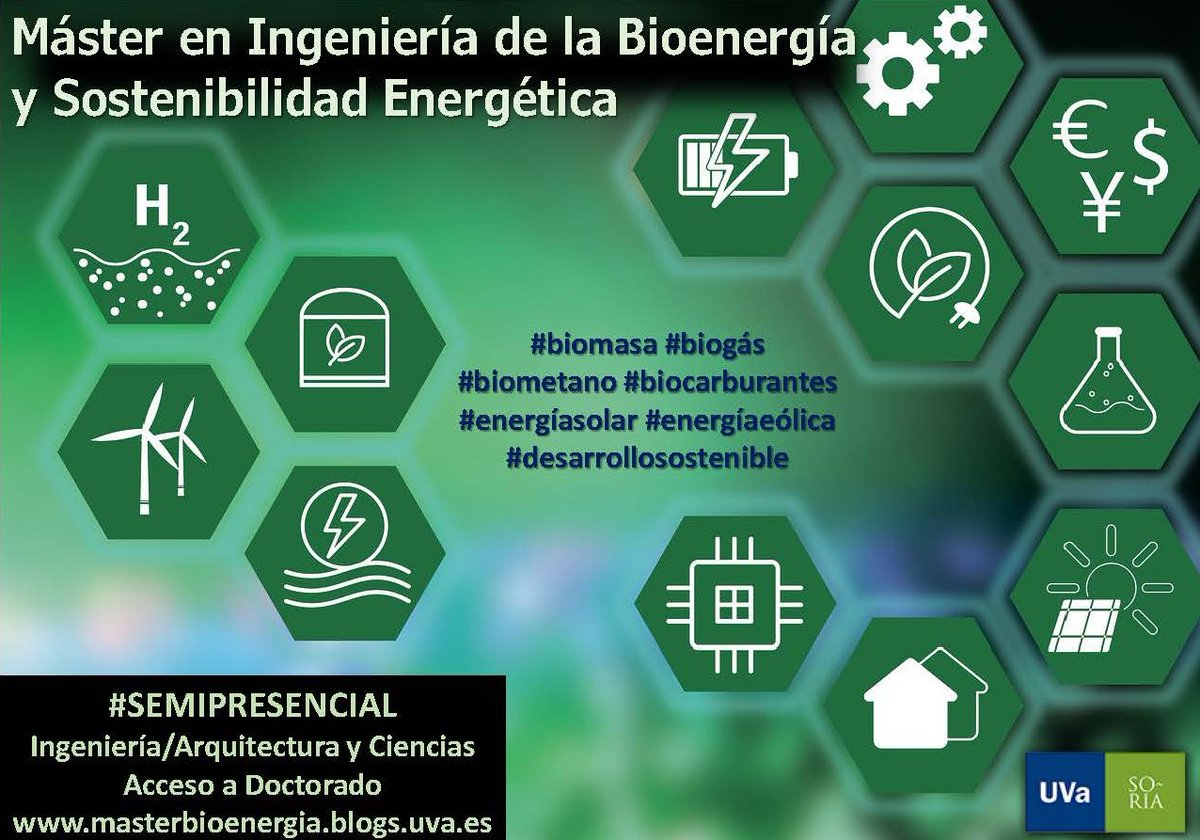 MasterBioenergy's tweet photo. ‼️Abierto plazo de PREINSCRIPCIÓN para 2024/25‼️
📢Hasta el 4/04/2024📢
https://t.co/fp2Ckc82Y8

⏩#masteroficial
⏩#semipresencial
⏩20 plazas

#bioenergía #biomasa #biogás #biometano #energiasrenovables #sostenibilidad #Soria https://t.co/czoGequroC