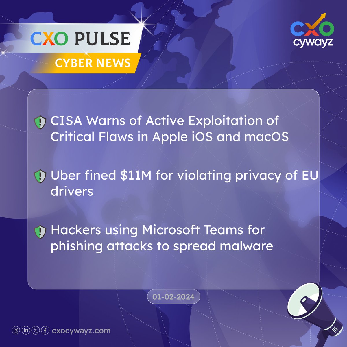 CXO PULSE Cyber News Headlines🚨

#cxocywayz #cxopulse #cisa #uber #teams