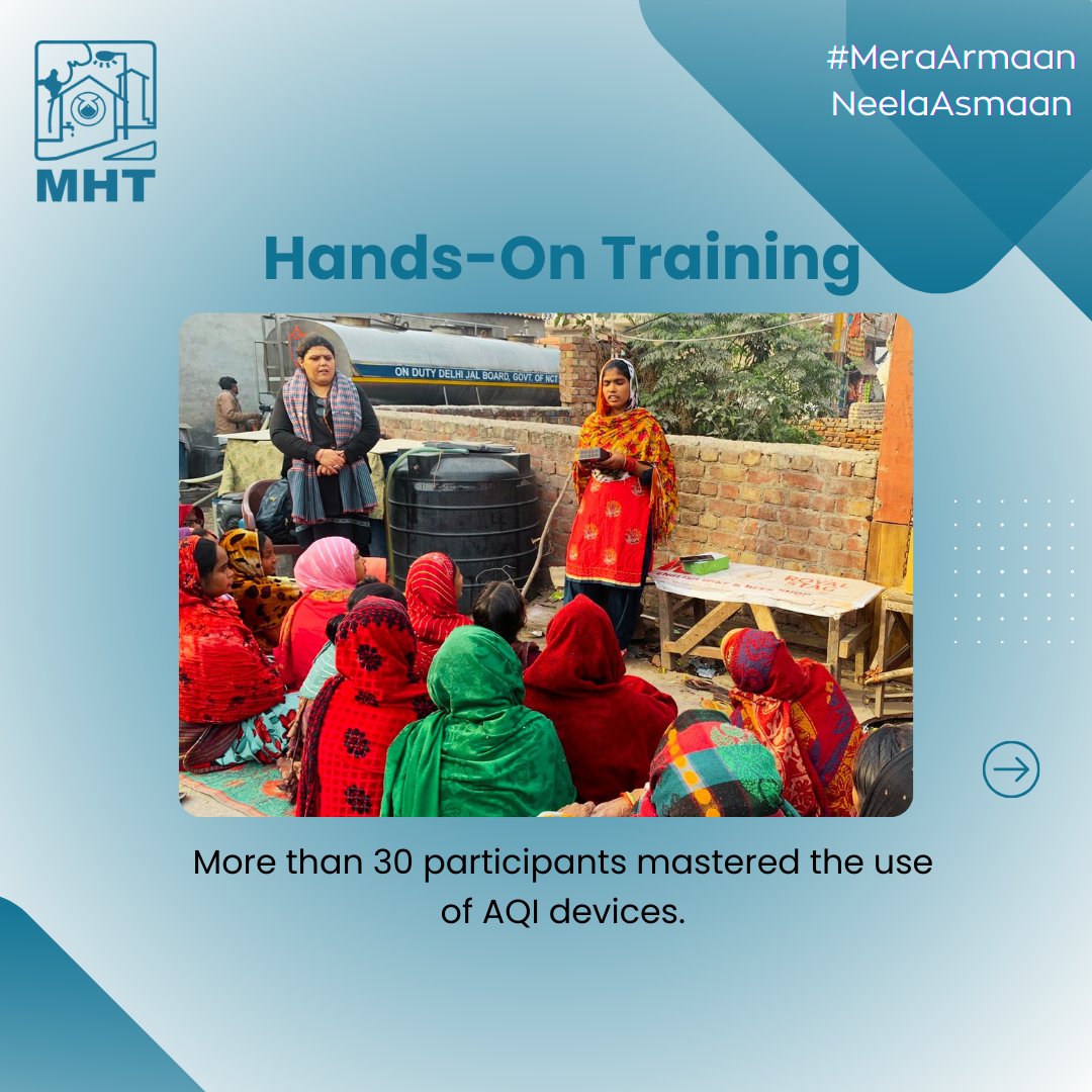 mahilahsg's tweet photo. Empowering change! MHT AQI Ambassador and @DelhiBreathe organised an awareness meeting at Bhalswa, #Delhi. 30 women learned about the profound impact of air pollution on health and livelihood.
Together, we're fostering a cleaner, healthier future!
#MHTImpact #AirQuality #CommunityAwareness #HelpDelhiBreathe @CleanAirFund
#MeraArmaanNeelaAsmaan