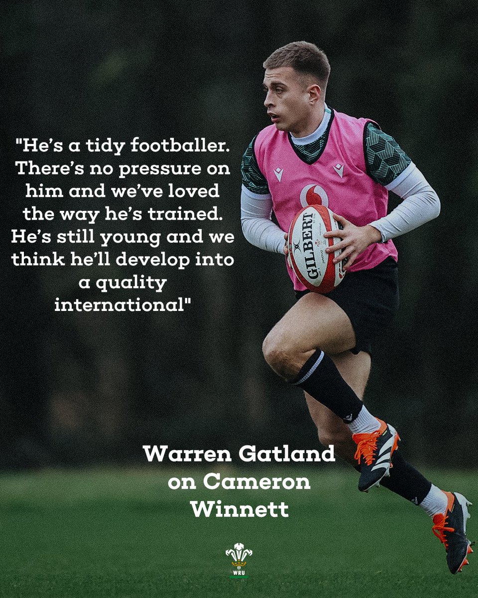 "Mae gan Cameron Winnett sgiliau hyfryd ac 'rwy'n meddwl y bydd yn datblygu i fod yn dipyn o chwaraewr"

🏴󠁧󠁢󠁷󠁬󠁳󠁿 Cameron Winnett, in line for his first cap in the 15 jersey! 

#SixNationsRugby