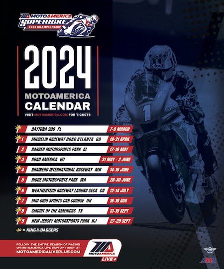 B4evaKool's tweet photo. 2024 schedules are out! Here are a few series you can participate in and/or spectate. #bike #bikelife #motorcycle #motorcyclelife #motorcycleracing #raceamotorcycle #racetrack #race #racing #fast #be4evakool
#motul #gopro #ogio #engineice #motogp #fitness #gofast https://t.co/hHZR0tzoap