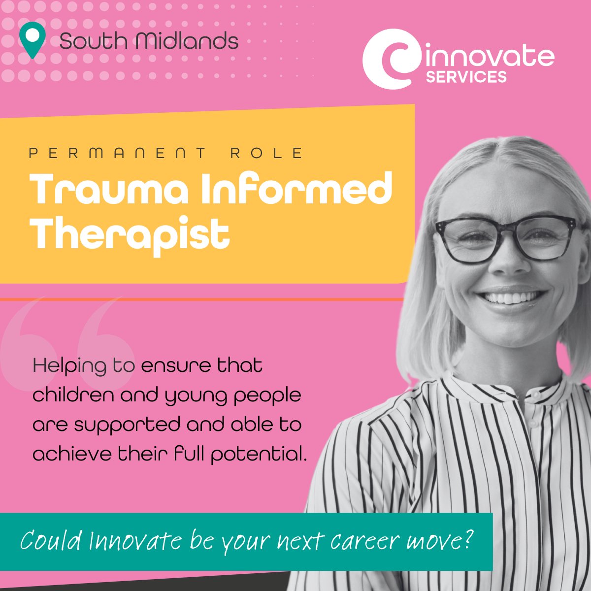 💥WE'RE HIRING💥

Are you a qualified &amp; passionate Trauma Informed Therapist committed to delivering evidenced-based, therapeutic interventions that support children to achieve their full potential?

Email your CV to centralsupportservice@innovateservices.com
#UKsocialworkjobs