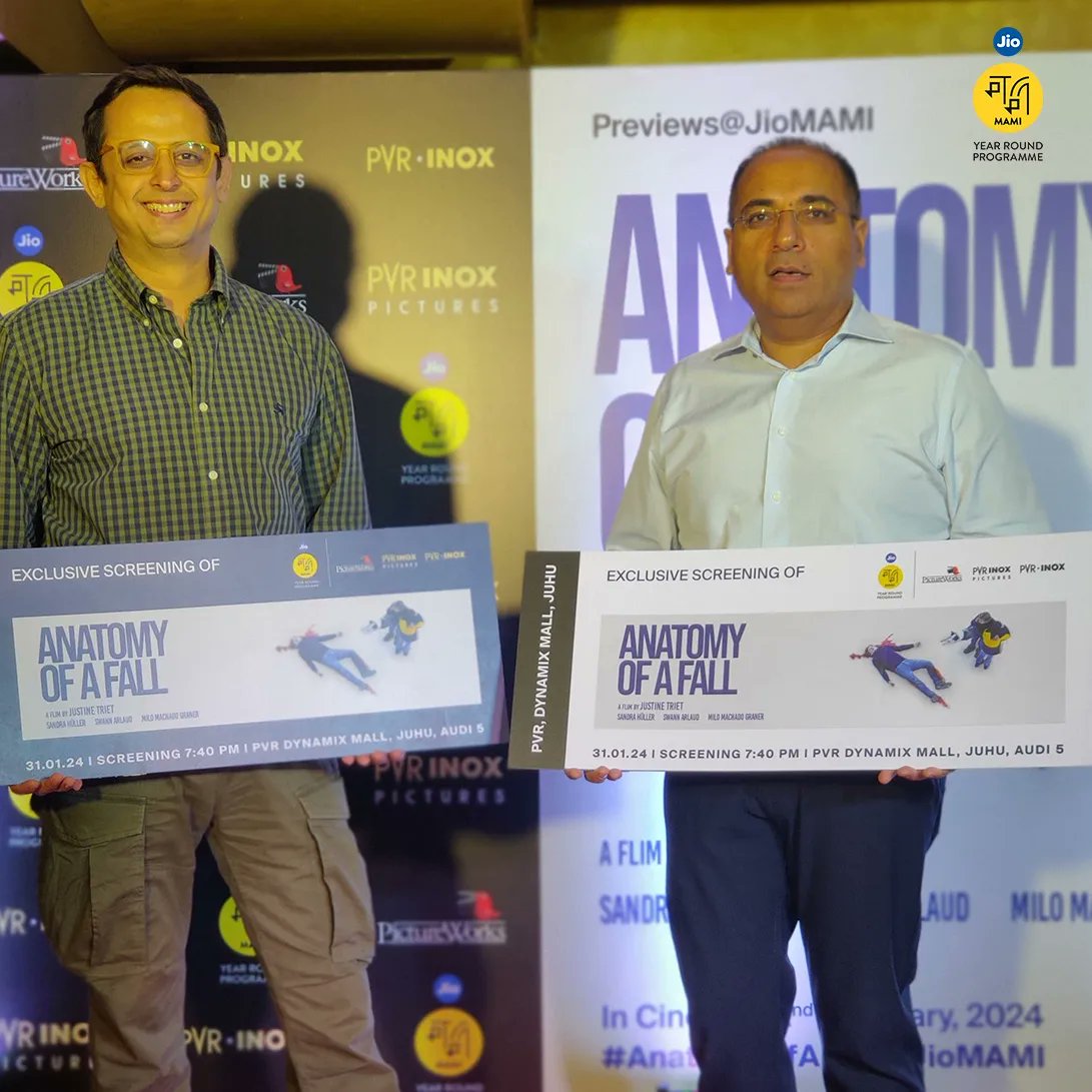 MumbaiFilmFest's tweet image. Anatomy Of A Fall releases in cinemas near you on February 2, 2024. 
 
To get invites for future YRP screenings, register here:
mami.mumbaifilmfestival.com

@anupamachopra
@PicturesPVR
#PictureWorks 
@reliancejio
@_PVRCinemas