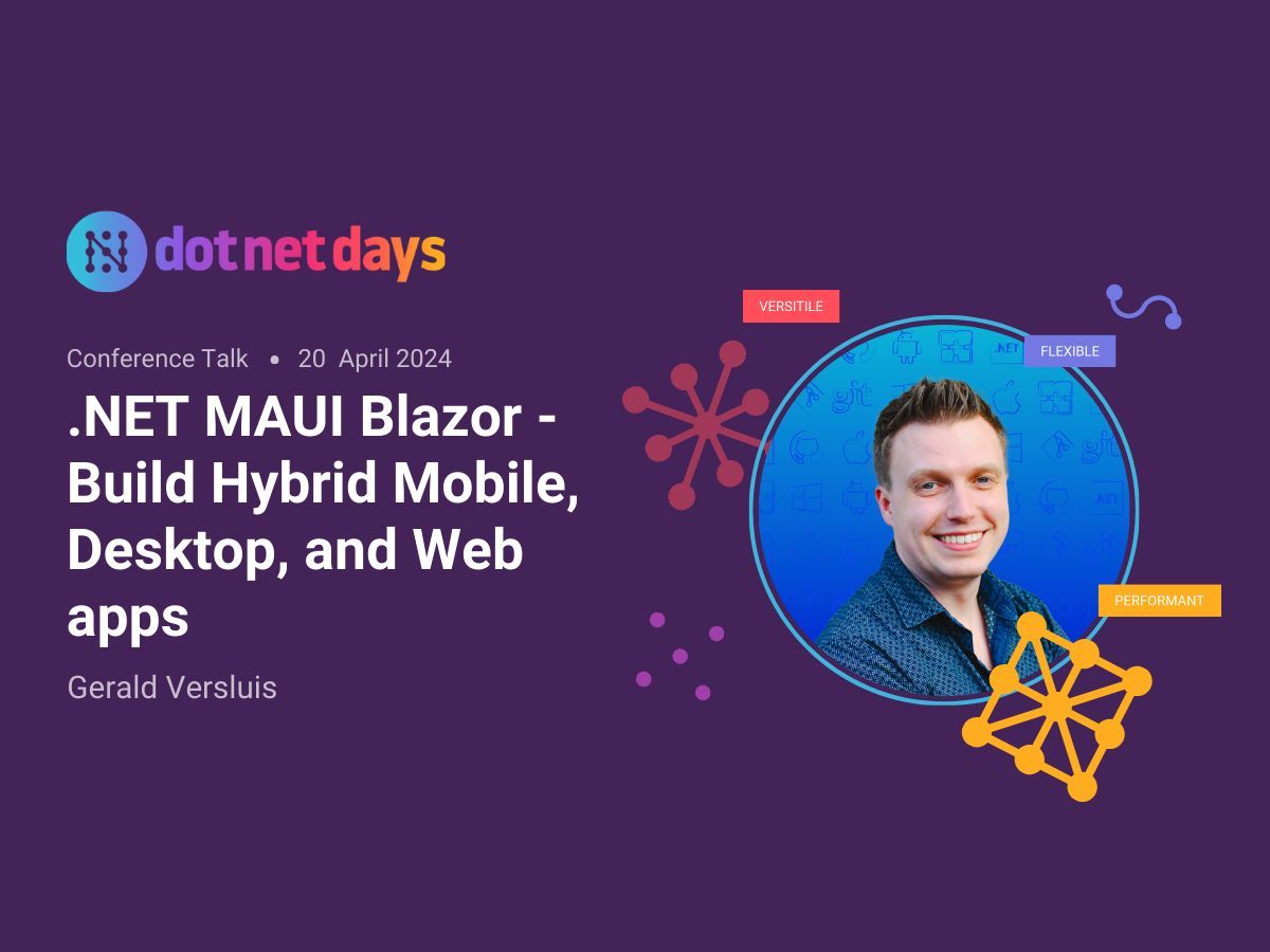 devdaysconf's tweet image. Discover the seamless integration of #web and #nativeapp capabilities with @jfversluis at #dotnetdays and enhance your skills in crafting #NETMAUI #Blazor apps. 🌐💻

Get your ticket 👉 dotnetdays.ro
Read more about this talk 👉 buff.ly/3O20x3r

#dotnet #webUI