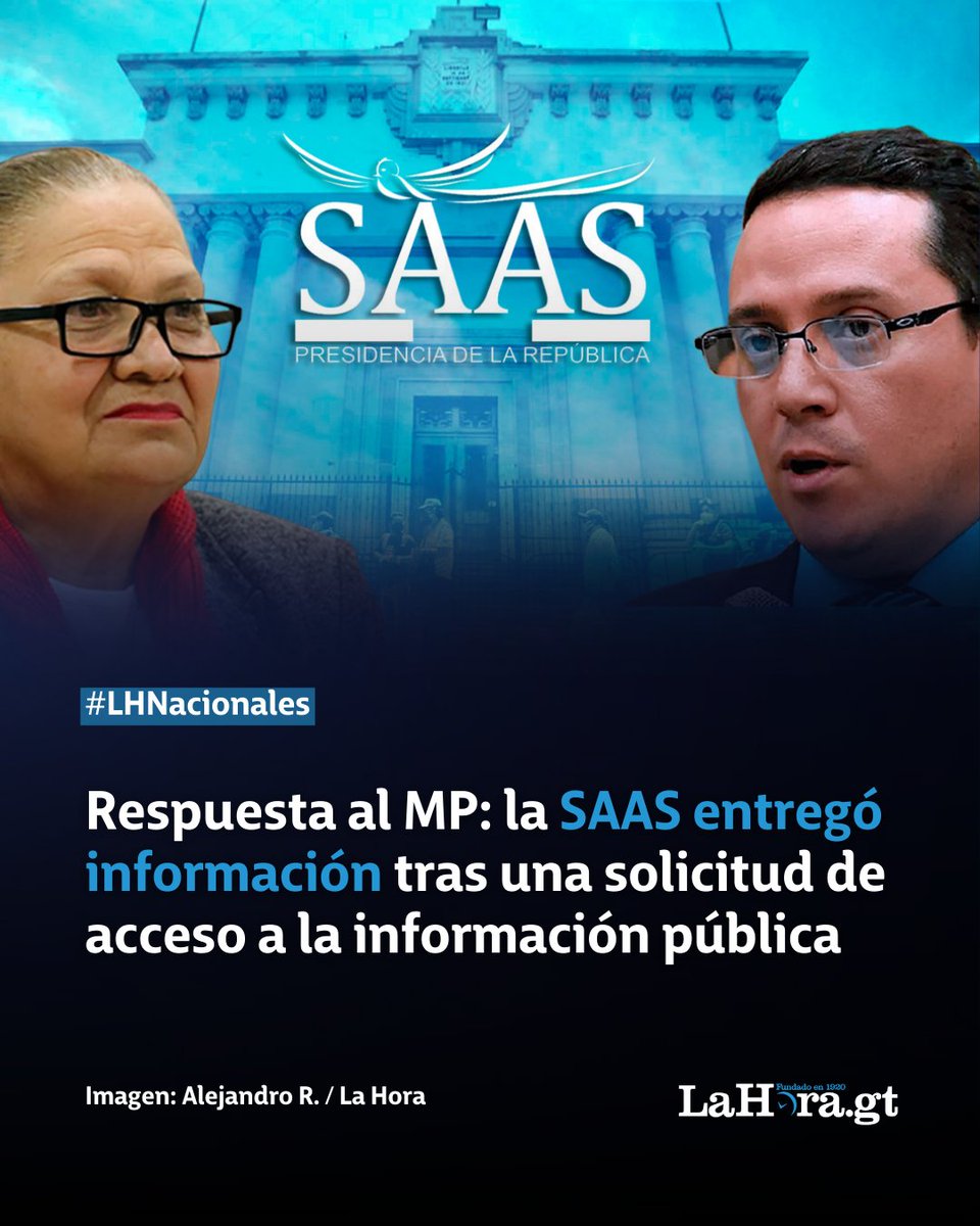 #SiNoLoViste | La SAAS entregó los registros de la Fiscal General y el secretario general del MP a Casa Presidencial ante la solicitud de acceso a la información pública. Conoce más detalles aquí 👉 lnk.bio/s/lahoragt/522…