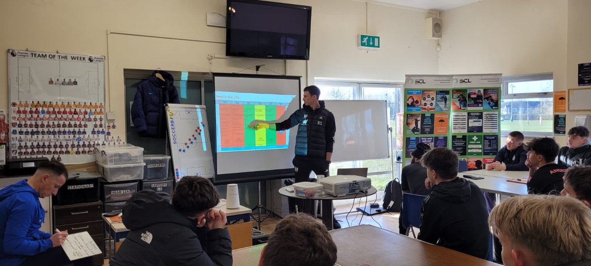 PulsePremier's tweet photo. Today our students had a unique insight into the world of Strength and Conditioning in Professional football with Ben Spong from Fulham FC.
Ben spoke about his journey, answered questions and gave advise on potential careers @scleducation #pulsefamily https://t.co/LMI0YTdPK7