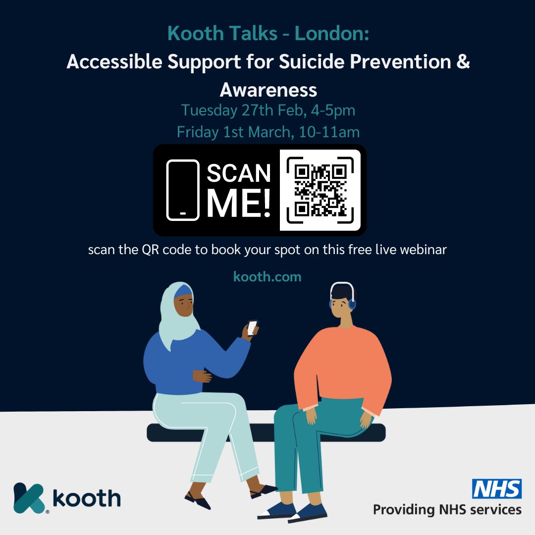 Olivia - National Kooth Engagement Team Coach, UK (@olivia_kooth) on Twitter photo 📣Professionals in London who support 10-25 y/o
Join us to learn about some free support & resource options for #SuicidePrevention
Tues 27th Feb, 4-5pm
or
Fri 1st Mar, 10-11am
So proud to have collaborated with <a href="/andysmanclubuk/">#ANDYSMANCLUB</a> on creating some of the content for this webinar🙏 📣Professionals in London who support 10-25 y/o
Join us to learn about some free support & resource options for #SuicidePrevention
Tues 27th Feb, 4-5pm
or
Fri 1st Mar, 10-11am
So proud to have collaborated with <a href="/andysmanclubuk/">#ANDYSMANCLUB</a> on creating some of the content for this webinar🙏