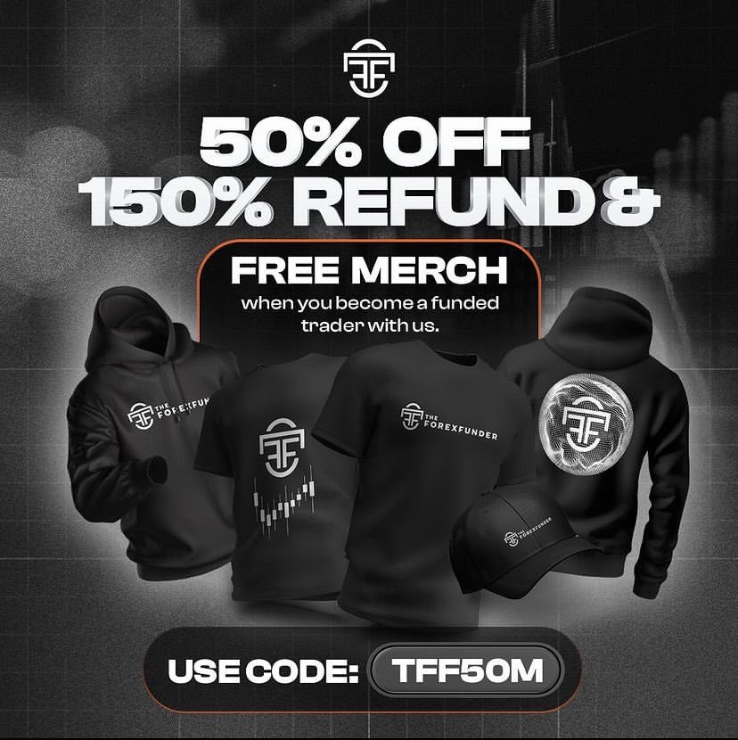 There's a super awesome promo happening this February!

Use code: TFF50M to get a massive 50% discount, a whopping 150% refund, AND a free TFF merch when you become a funded trader! 🎉💰 

Don't miss out on this incredible opportunity.📈💪
