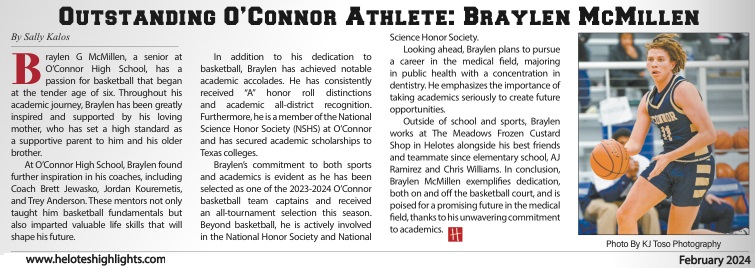 Let’s talk about <a href="/McmillenBraylen/">Braylen McMillen</a> 🗣️ 🗣️

Congratulations to Braylen McMillen on being named Helotes Highlights' Outstanding O'Connor Athlete of the Month! #OCYouKnow 🏀