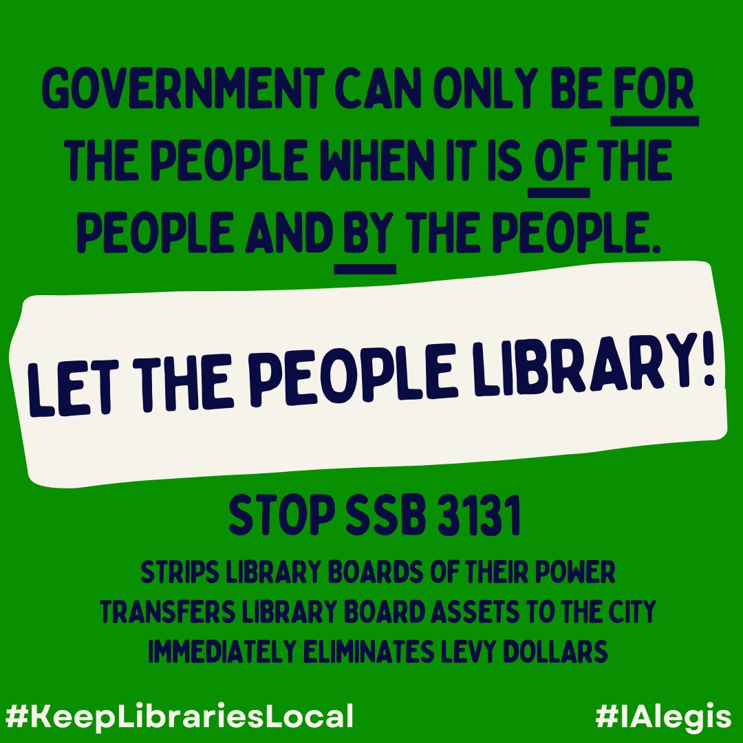 GeometricRabbit's tweet photo. Library Board Trustees provide focus, transparency, and broader representation to the process. 

With SSB 3131, Iowans immediately lose their library levy dollars and access to free public service by appointed boards. 

https://t.co/TSCTdV2aFe

#KeepLibrariesLocal #ialegis https://t.co/hIU9tnbuw6
