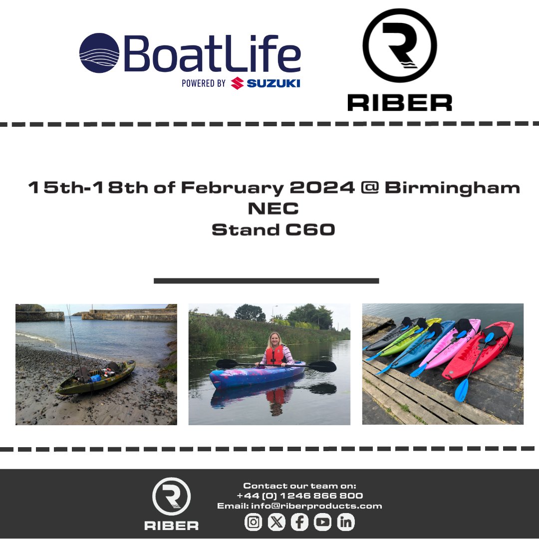 riberproducts's tweet photo. First show of the year in a couple of weeks! Excited for an indoor pool, showcasing our Kayaks where you can try before you buy. Stand C60 - See you there! https://t.co/wZgh9QEnyi